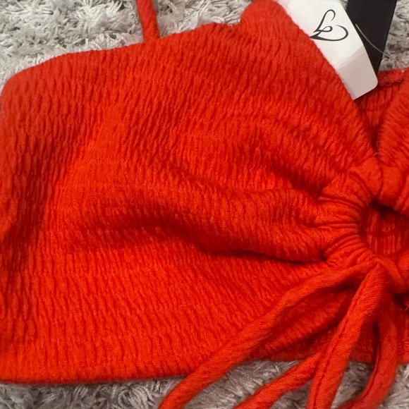 NWT! Windsor Red Orange Smocked Ring-Front Crop  Tank Top - Picture 4 of 7